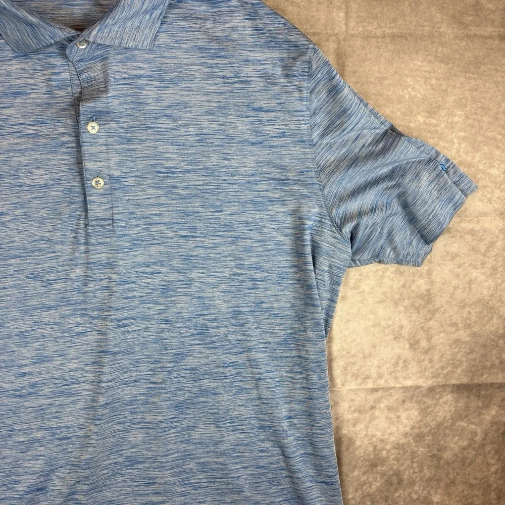 Johnnie-O Polo Shirt Lot (2) Mens L White Blue Floral Feather Performance Preppy - Picture 10 of 16